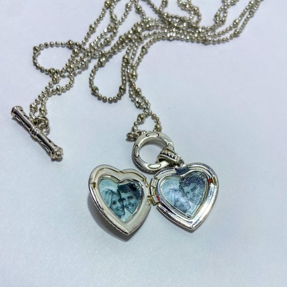 Sterling Silver Necklace With Heart Locket Pendant- "We Love Mom" Inscription - Picture 1 of 5